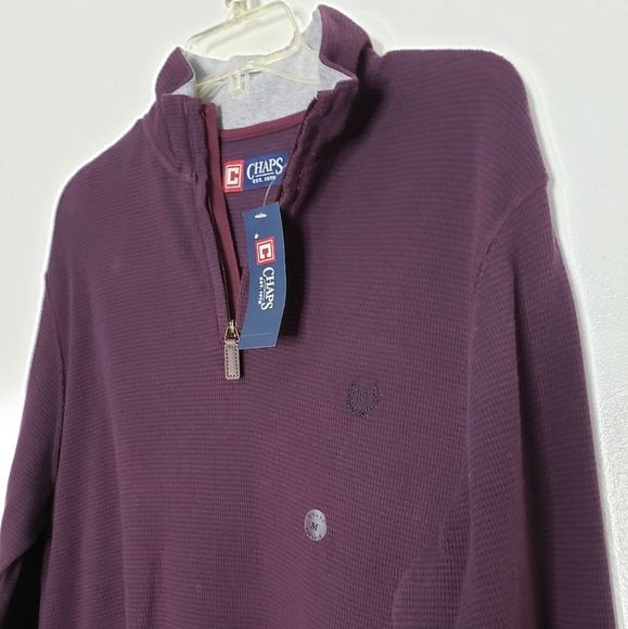 NEW Chaps Stripes Thermal Knit Mens Top Shirt Casual Office Spring Sweater - Picture 2 of 8